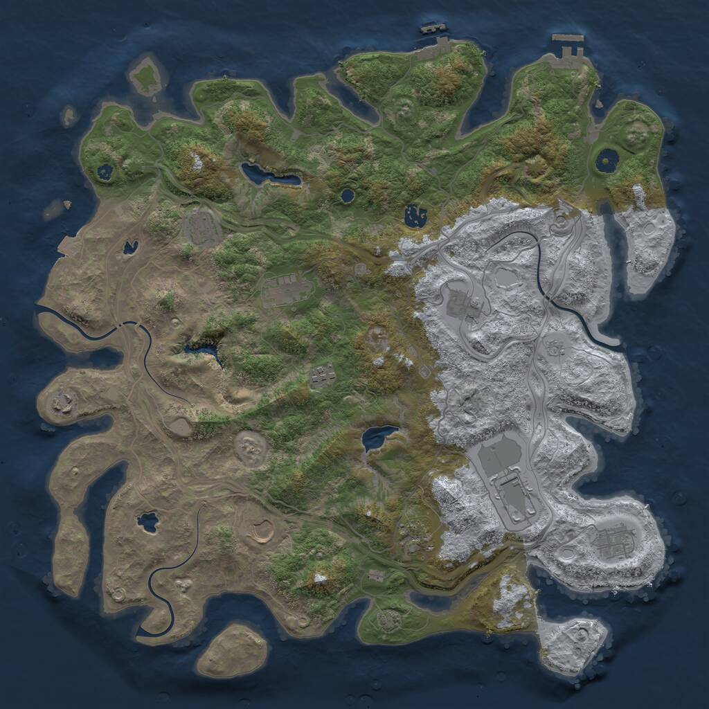 Rust Map: Procedural Map, Size: 4500, Seed: 426594602, 16 Monuments