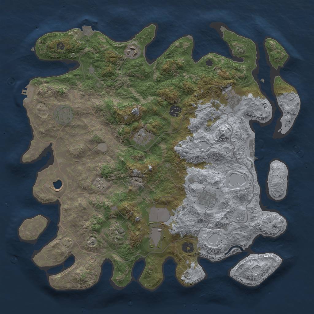 Rust Map: Procedural Map, Size: 4000, Seed: 1205192942, 18 Monuments