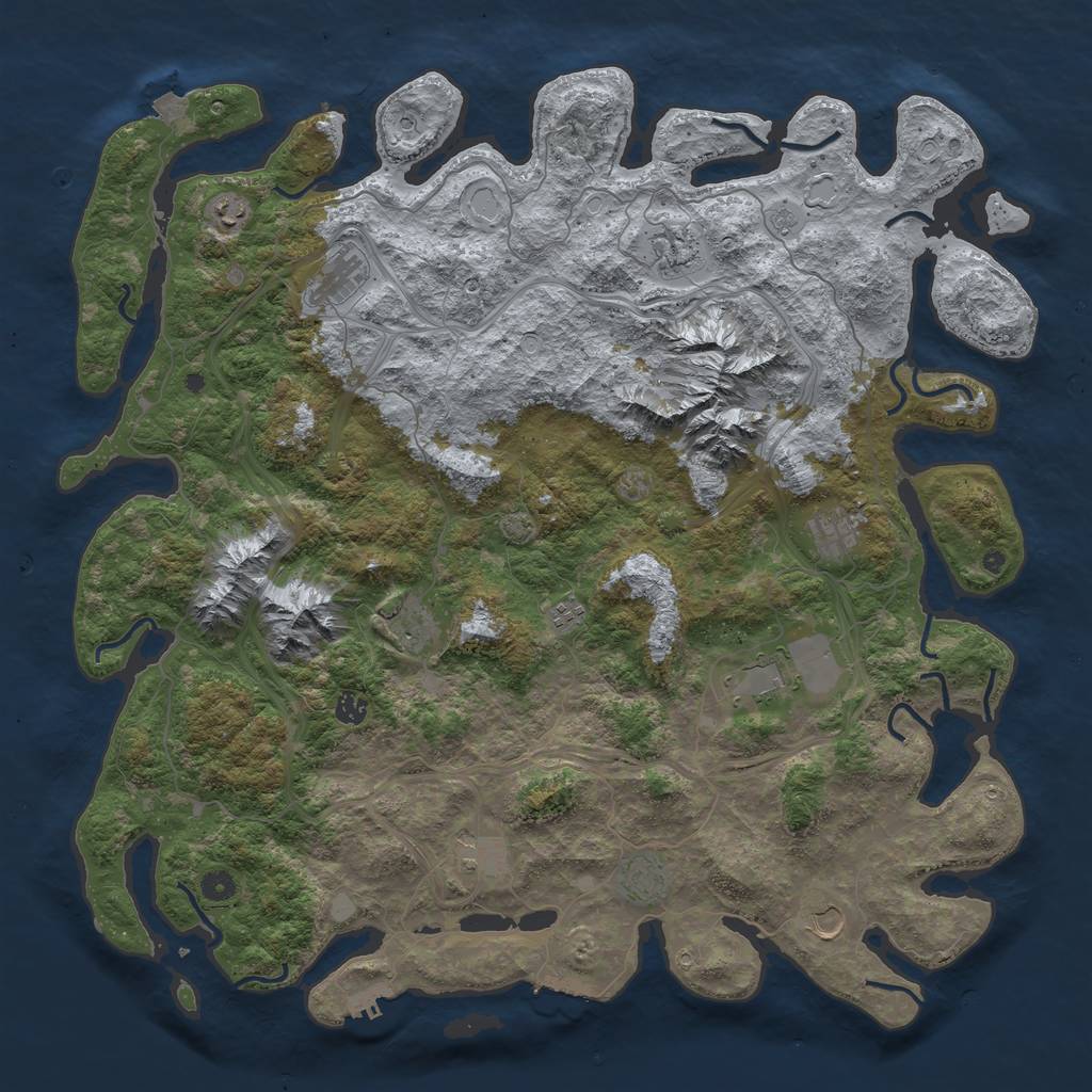 Rust Map: Procedural Map, Size: 5000, Seed: 521446866, 19 Monuments