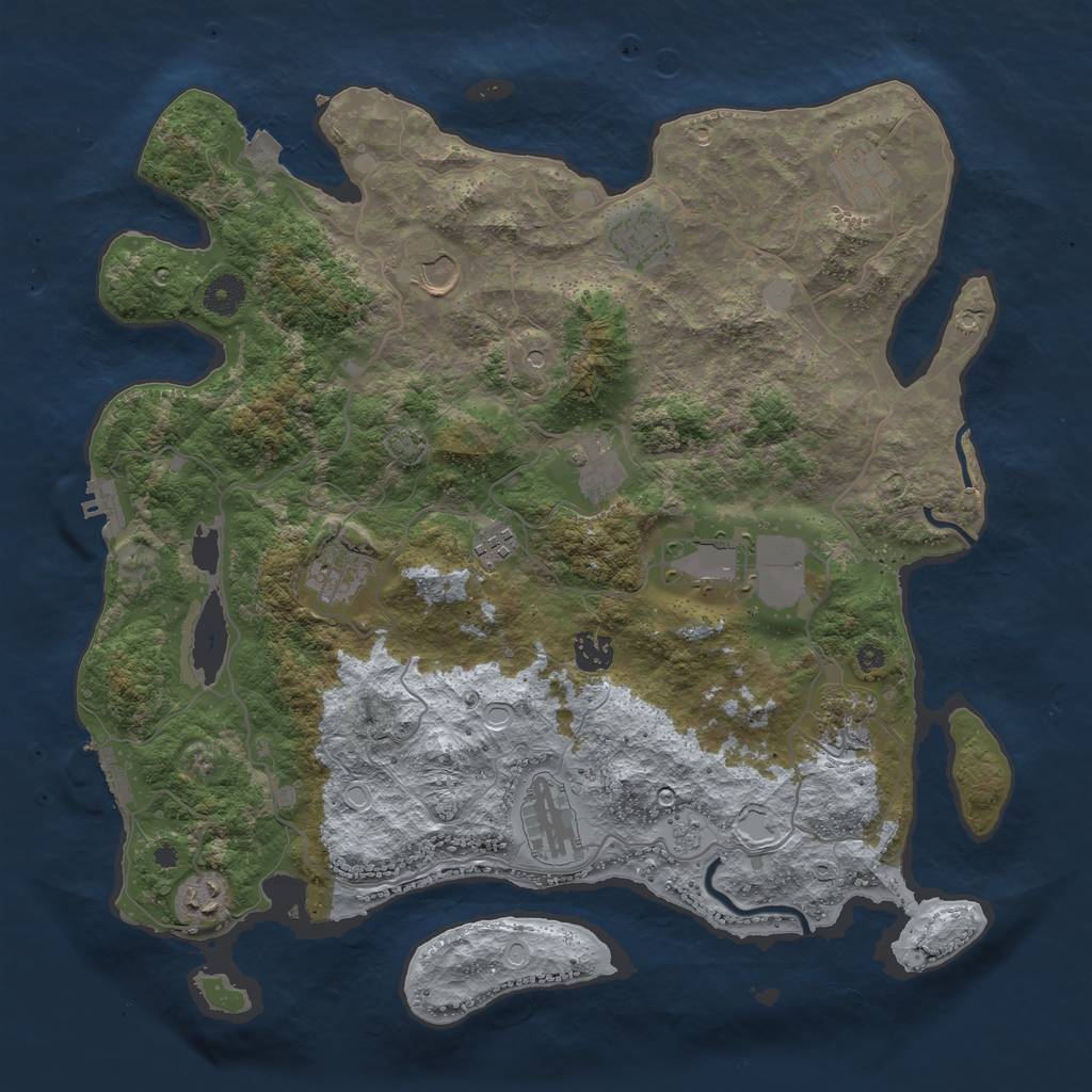 Rust Map: Procedural Map, Size: 4000, Seed: 1126623421, 19 Monuments