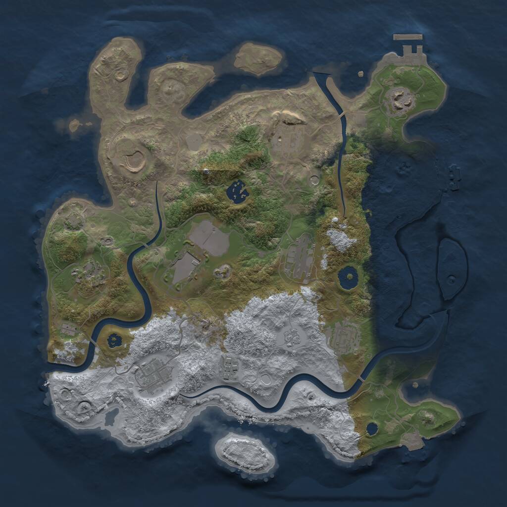 Rust Map: Procedural Map, Size: 3500, Seed: 280206909, 16 Monuments
