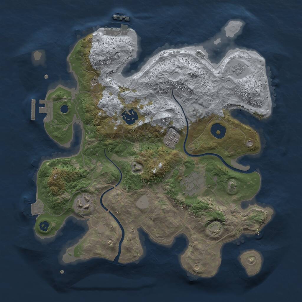 Rust Map: Procedural Map, Size: 3000, Seed: 22322, 10 Monuments