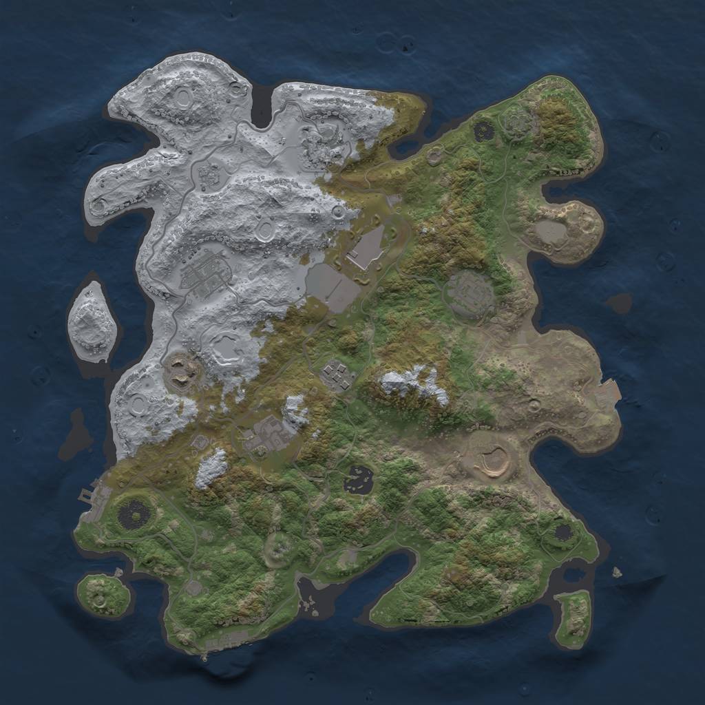 Rust Map: Procedural Map, Size: 3500, Seed: 54949594, 16 Monuments