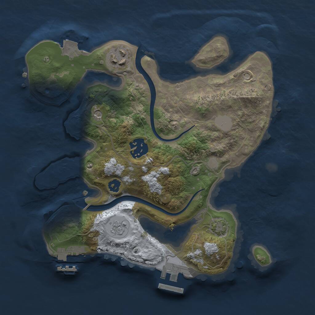 Rust Map: Procedural Map, Size: 2500, Seed: 1939635994, 8 Monuments