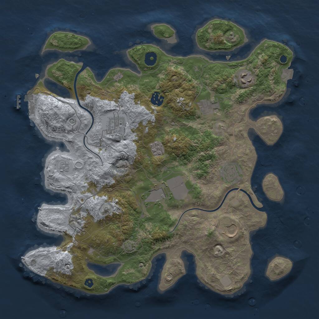 Rust Map: Procedural Map, Size: 3600, Seed: 552637429, 14 Monuments