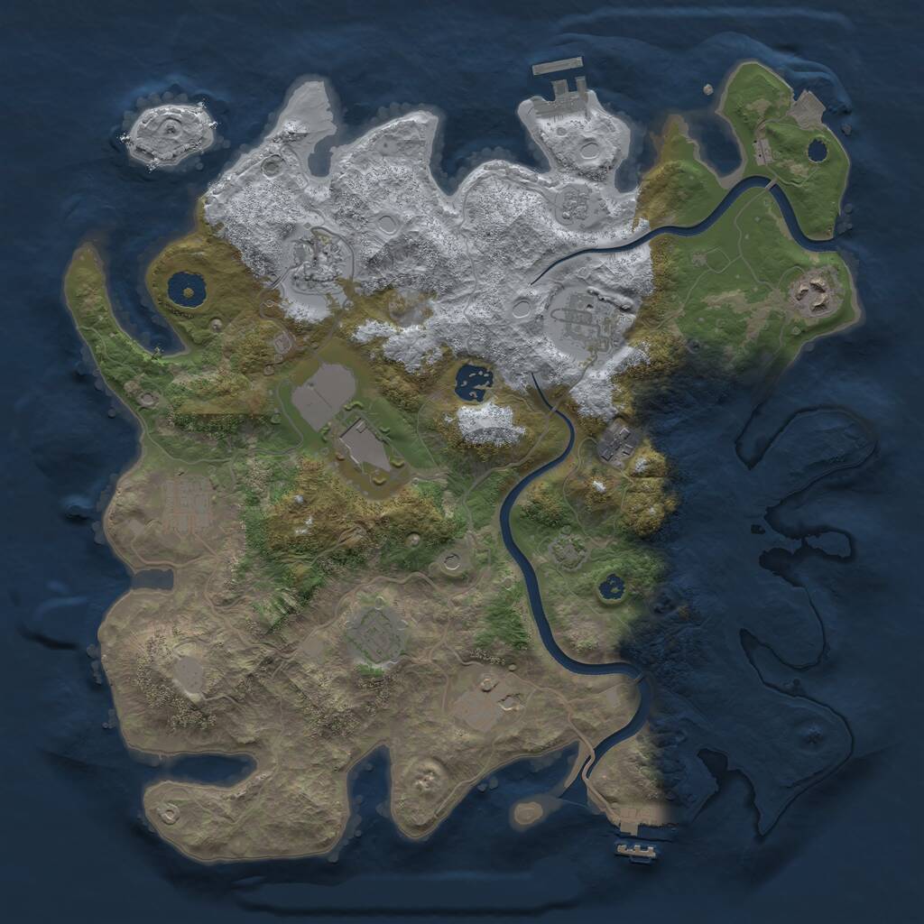 Rust Map: Procedural Map, Size: 3700, Seed: 690423479, 15 Monuments