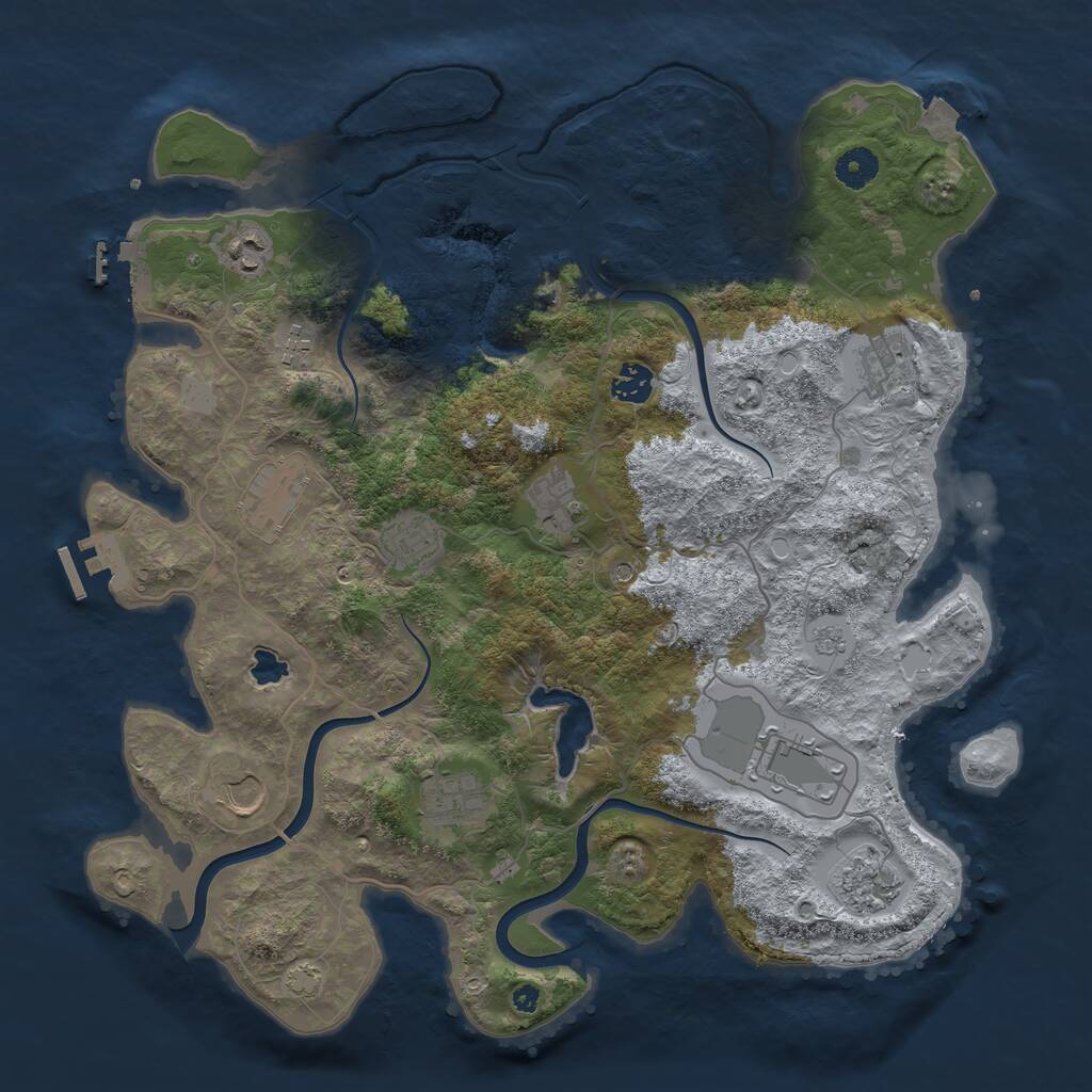 Rust Map: Procedural Map, Size: 4000, Seed: 329146343, 17 Monuments