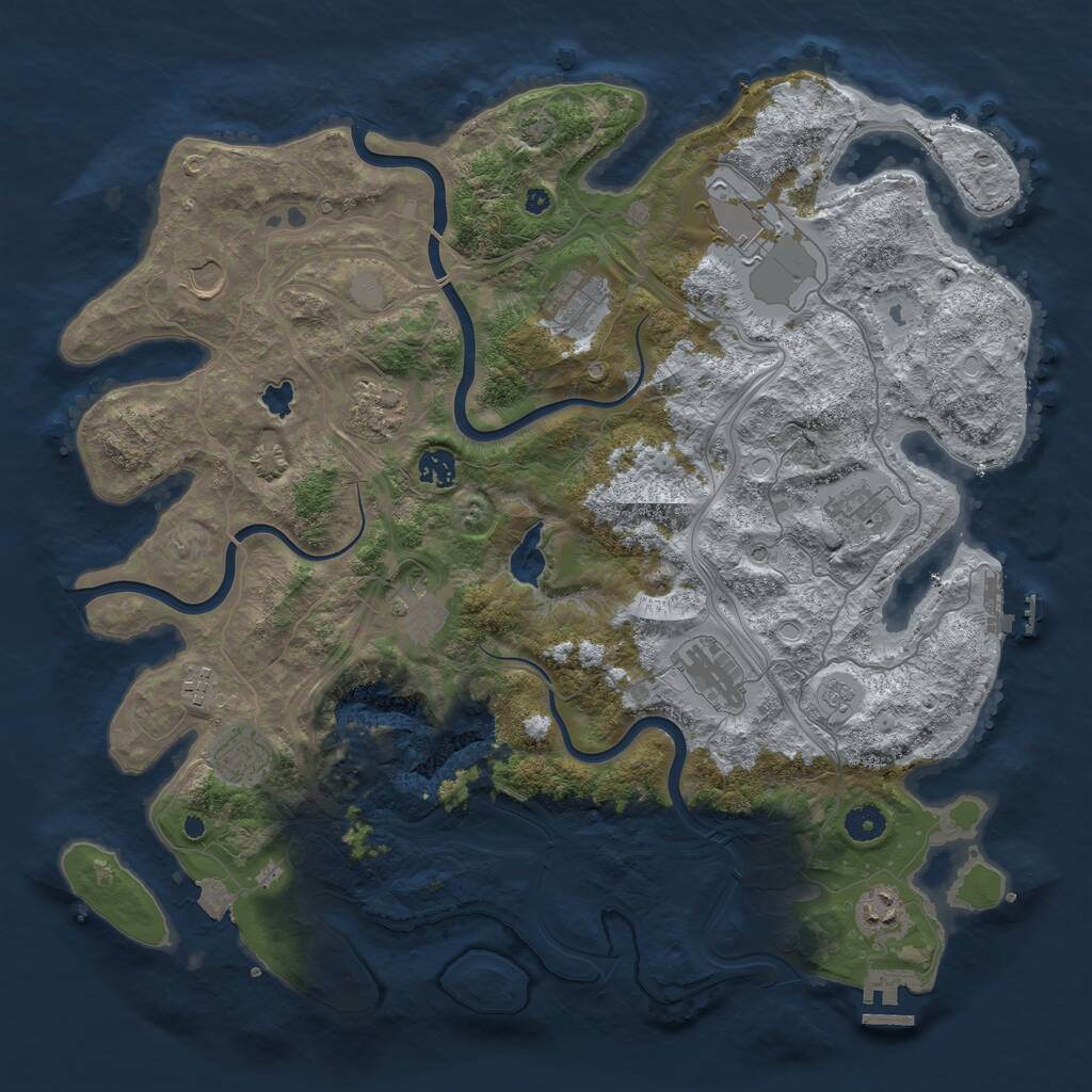 Rust Map: Procedural Map, Size: 4250, Seed: 91878950, 17 Monuments