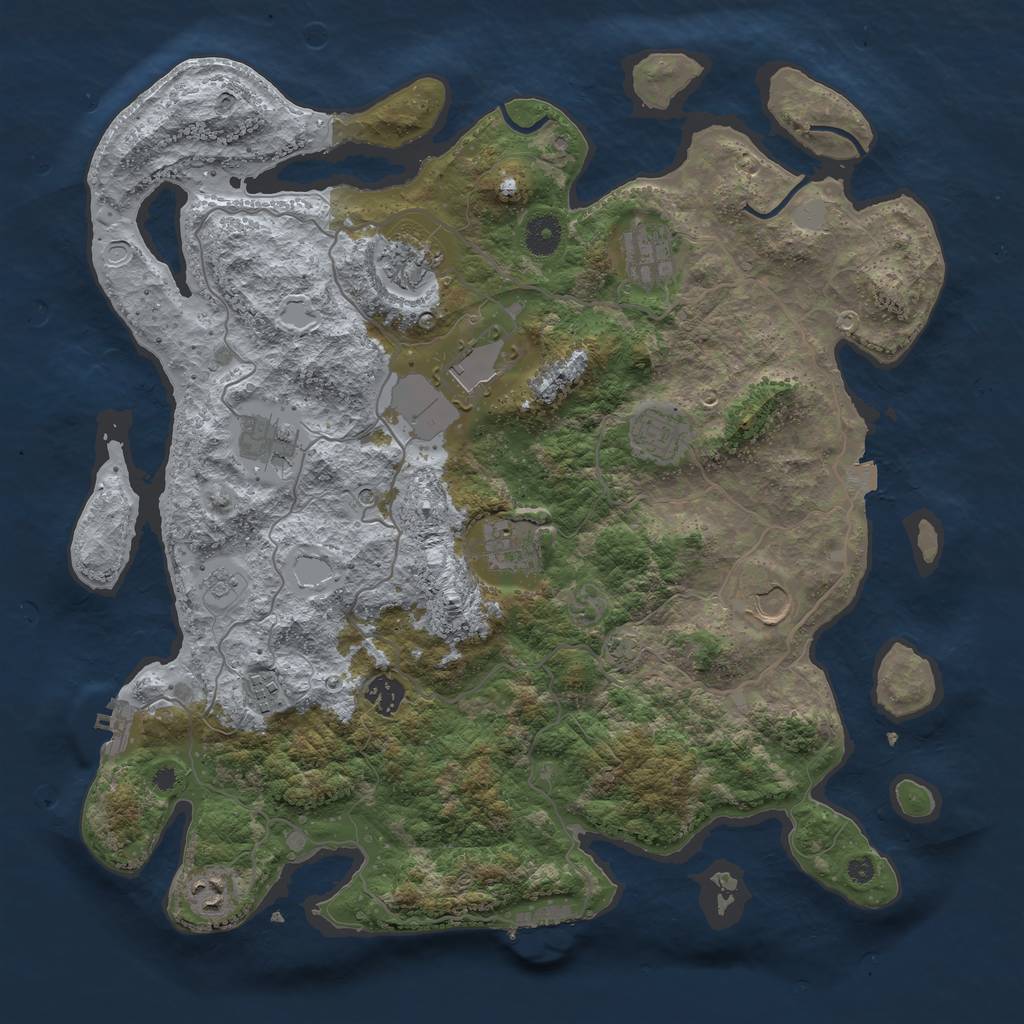 Rust Map: Procedural Map, Size: 4000, Seed: 993825, 18 Monuments