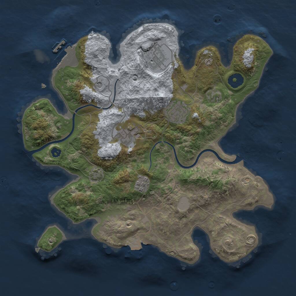 Rust Map: Procedural Map, Size: 3000, Seed: 1919010539, 8 Monuments