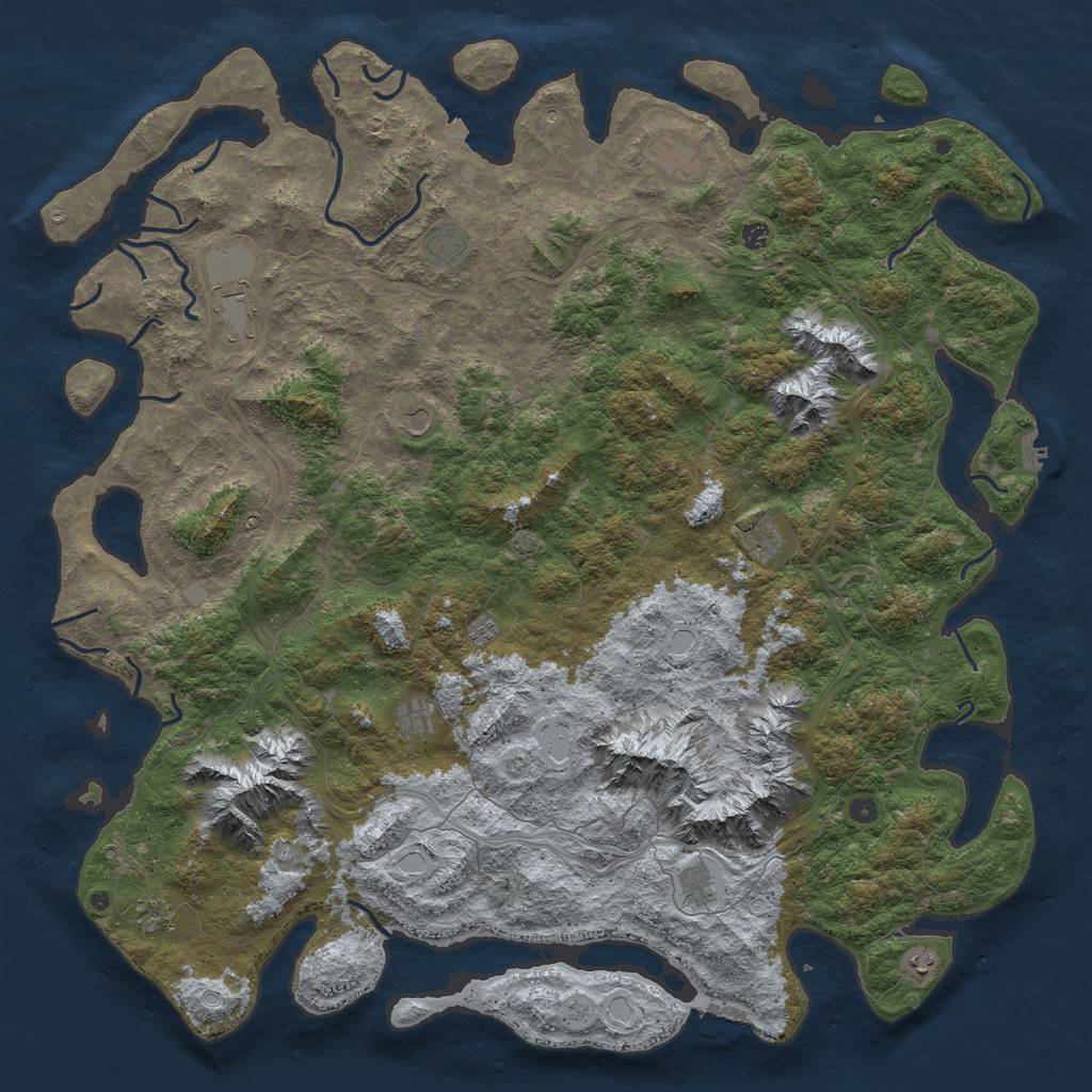 Rust Map: Procedural Map, Size: 6000, Seed: 1936964038, 19 Monuments