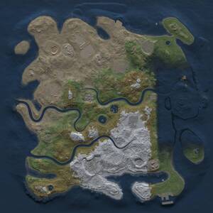 Thumbnail Rust Map: Procedural Map, Size: 3950, Seed: 11123023, 16 Monuments