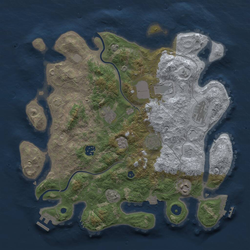 Rust Map: Procedural Map, Size: 3600, Seed: 421434846, 13 Monuments