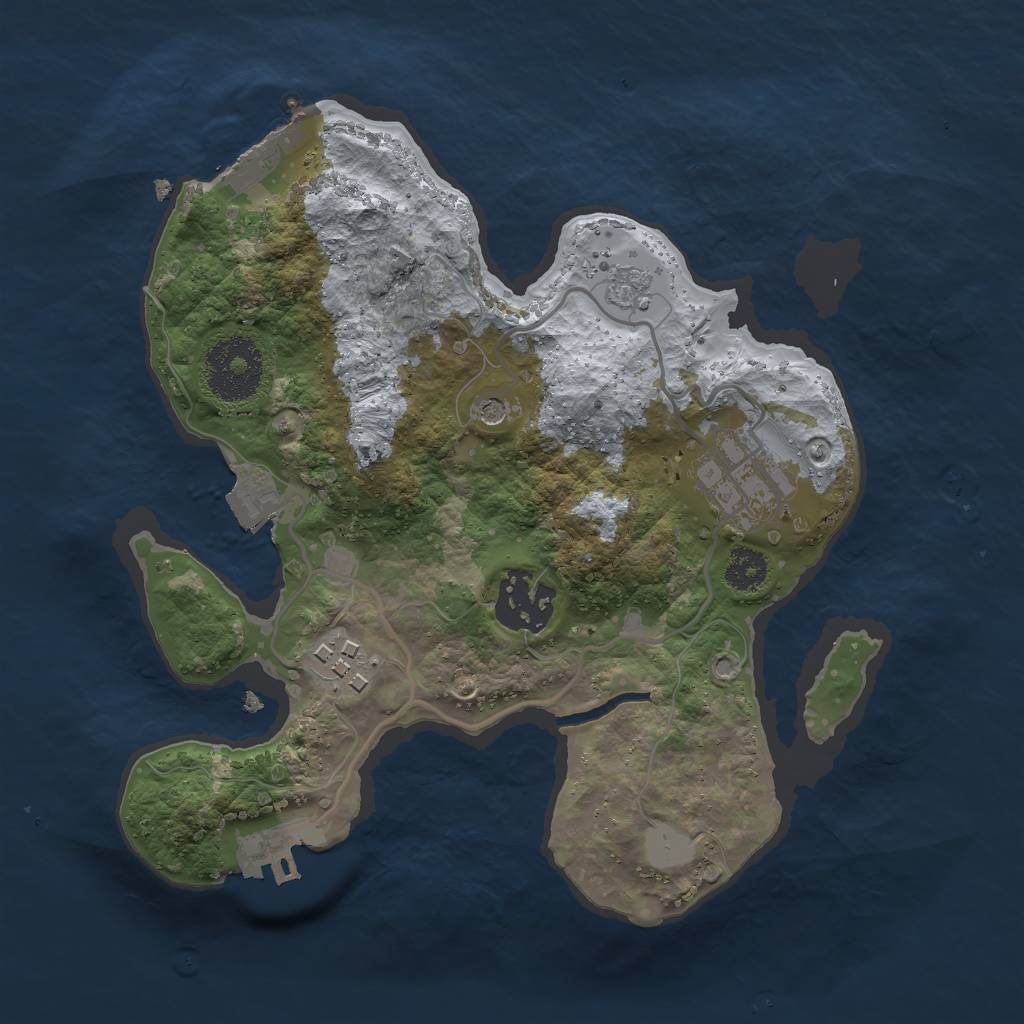 Rust Map: Procedural Map, Size: 2500, Seed: 1258705427, 10 Monuments