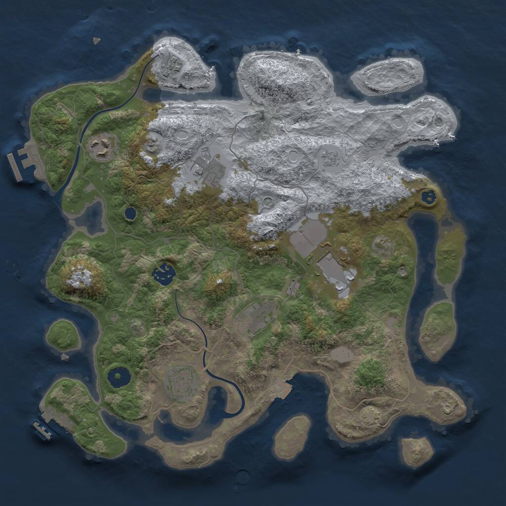 Rust Map: Procedural Map, Size: 3500, Seed: 1302035067, 13 Monuments