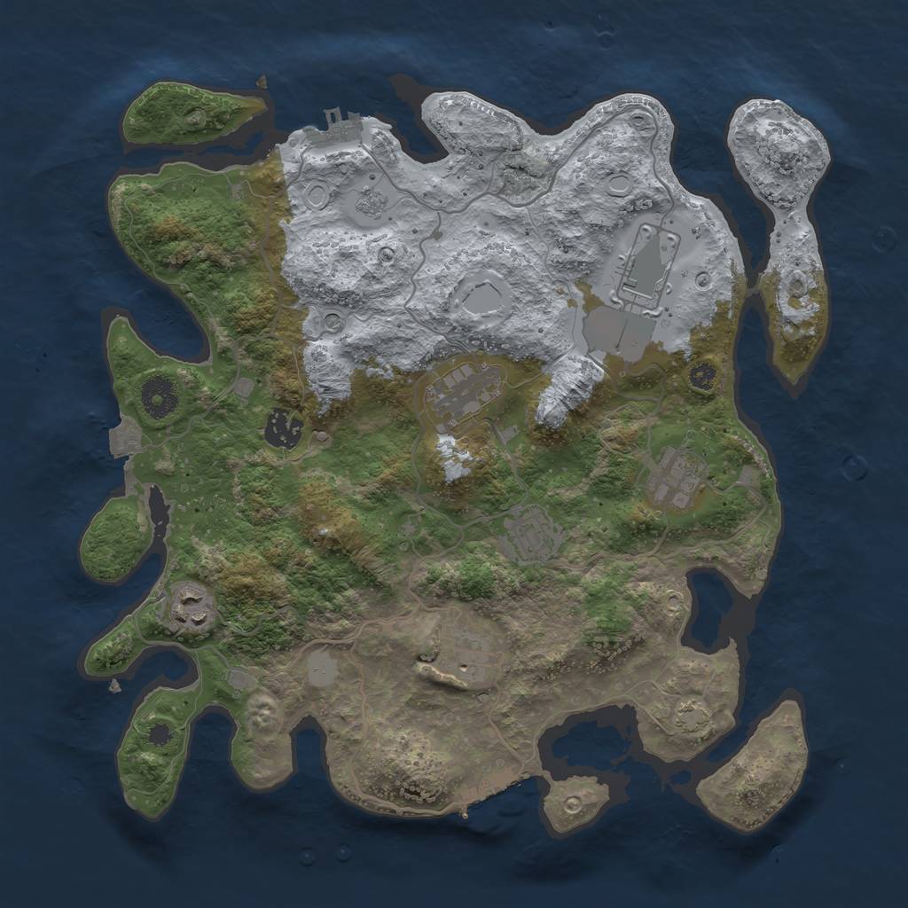 Rust Map: Procedural Map, Size: 3500, Seed: 645062182, 15 Monuments