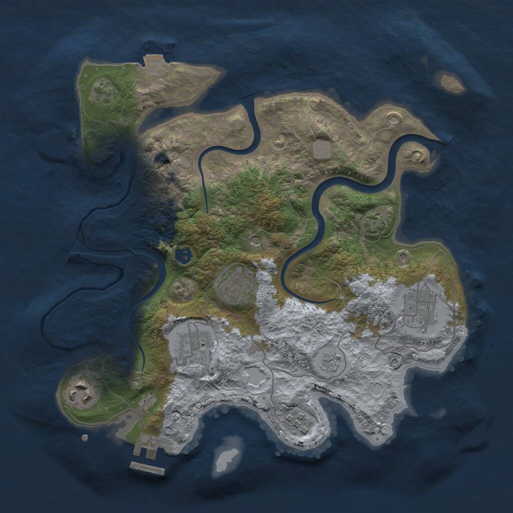 Rust Map: Procedural Map, Size: 3000, Seed: 29837, 10 Monuments