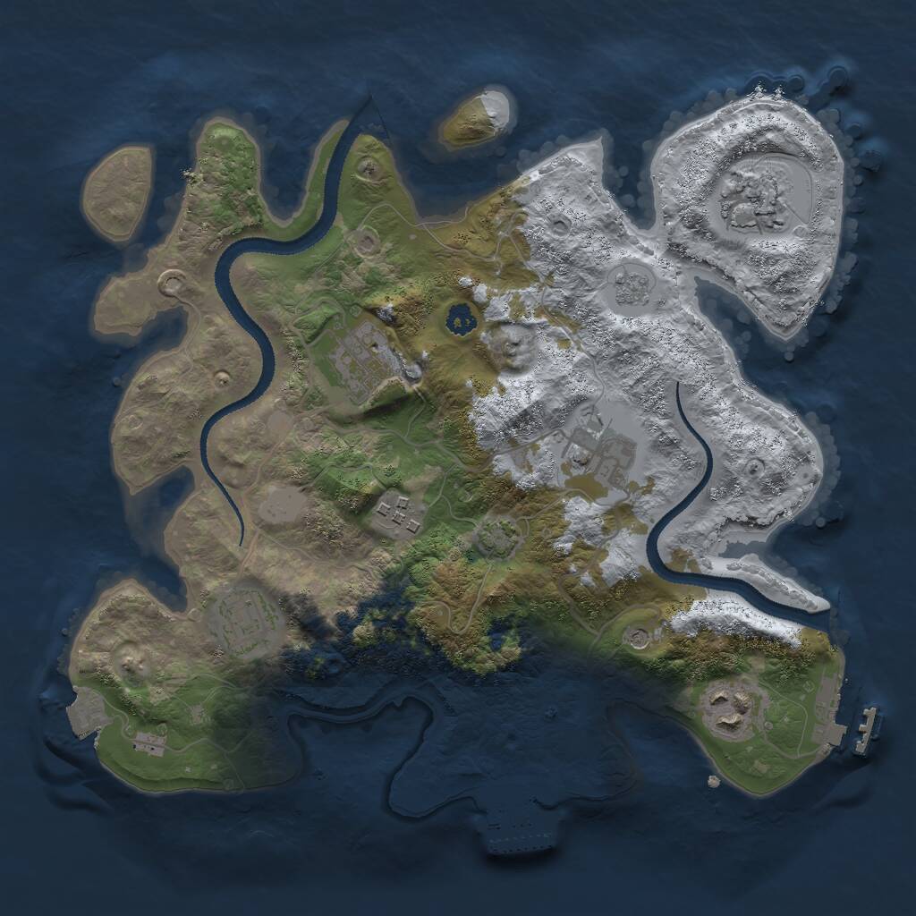 Rust Map: Procedural Map, Size: 3000, Seed: 263844642, 12 Monuments