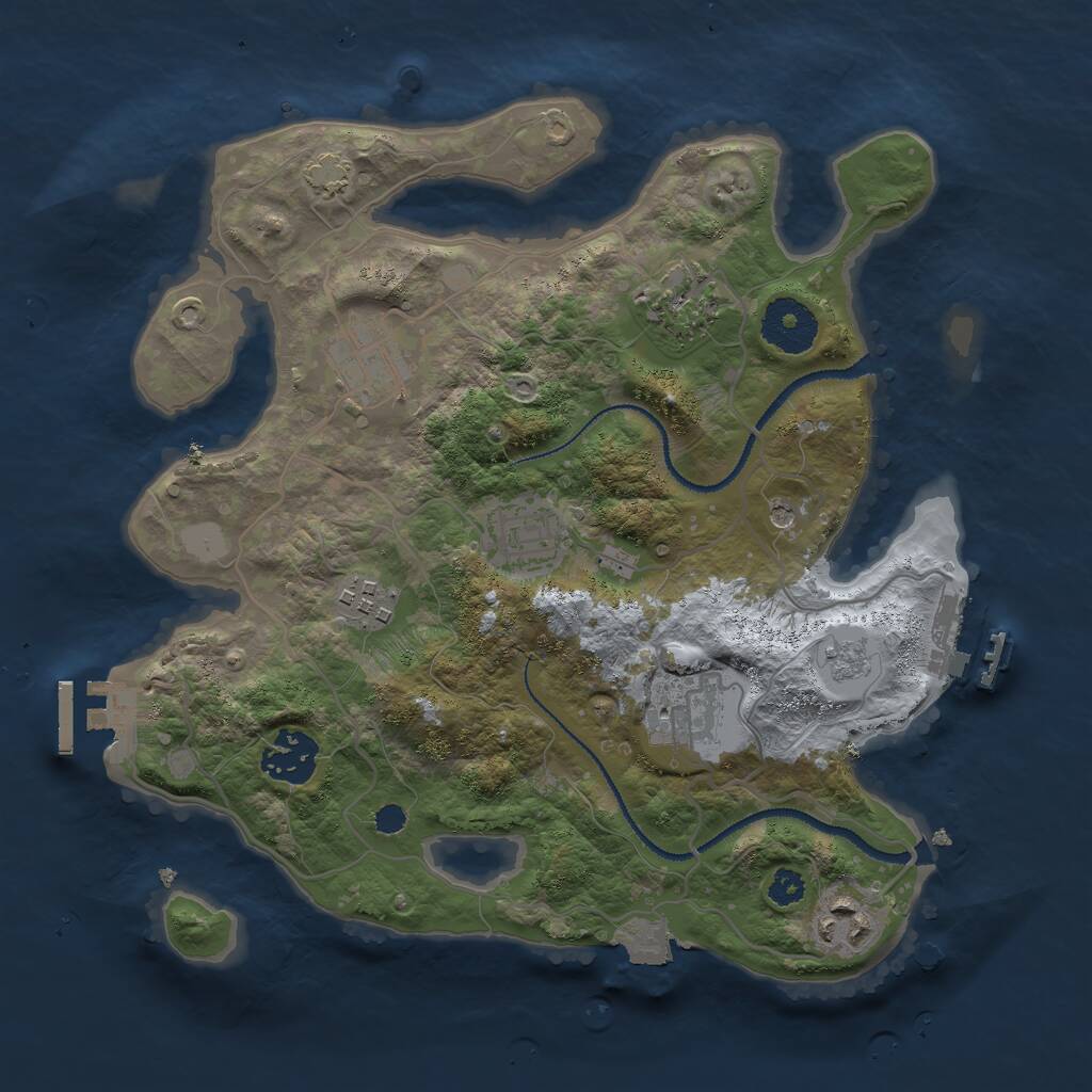 Rust Map: Procedural Map, Size: 3000, Seed: 3421, 13 Monuments