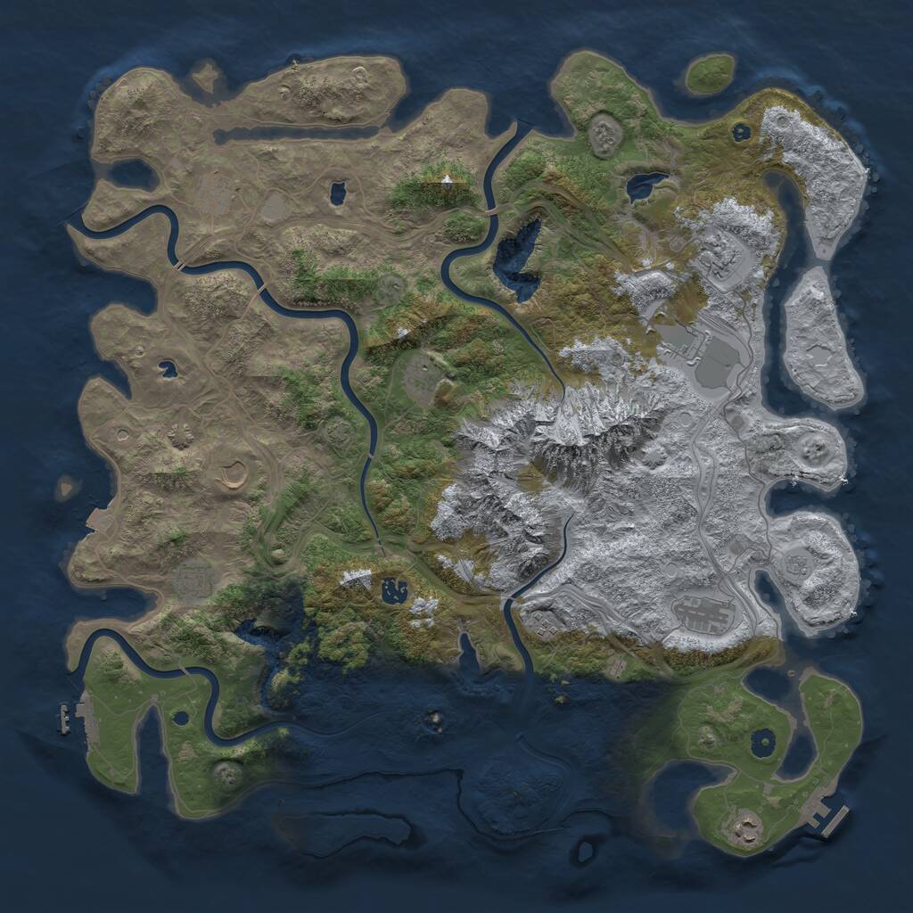 Rust Map: Procedural Map, Size: 5000, Seed: 1088, 16 Monuments