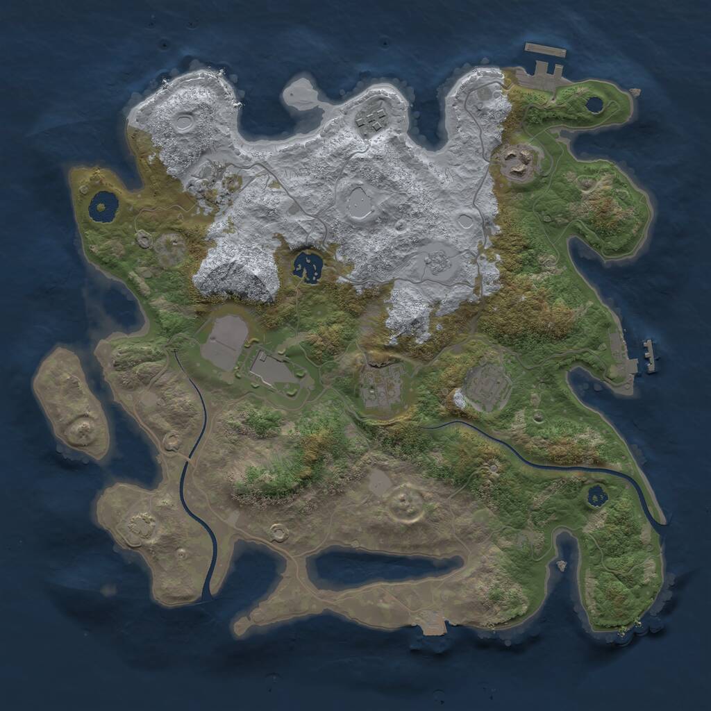 Rust Map: Procedural Map, Size: 3500, Seed: 991781712, 12 Monuments