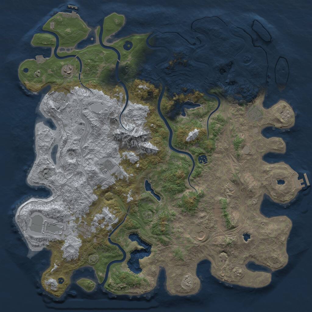 Rust Map: Procedural Map, Size: 5000, Seed: 2024, 16 Monuments