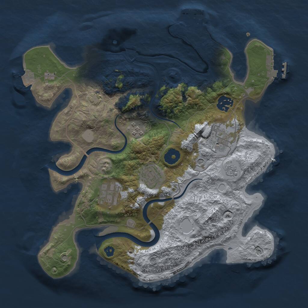 Rust Map: Procedural Map, Size: 3000, Seed: 1896632857, 11 Monuments