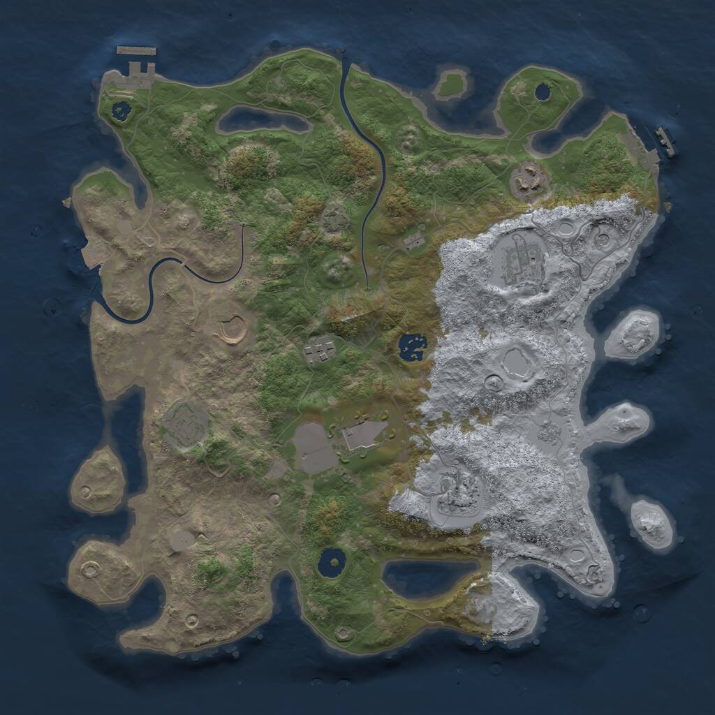Rust Map: Procedural Map, Size: 3700, Seed: 1268118988, 14 Monuments