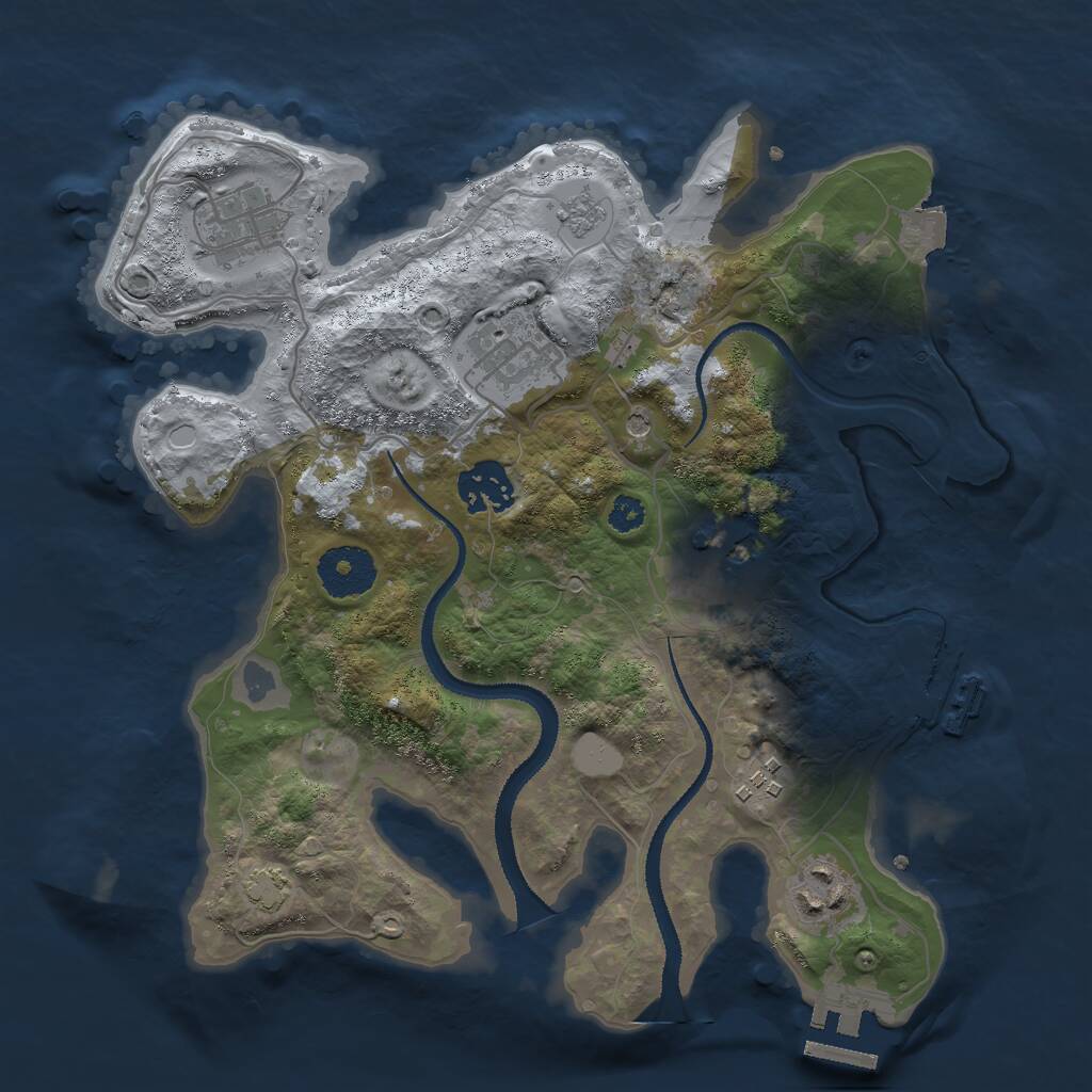 Rust Map: Procedural Map, Size: 3000, Seed: 9231806, 12 Monuments