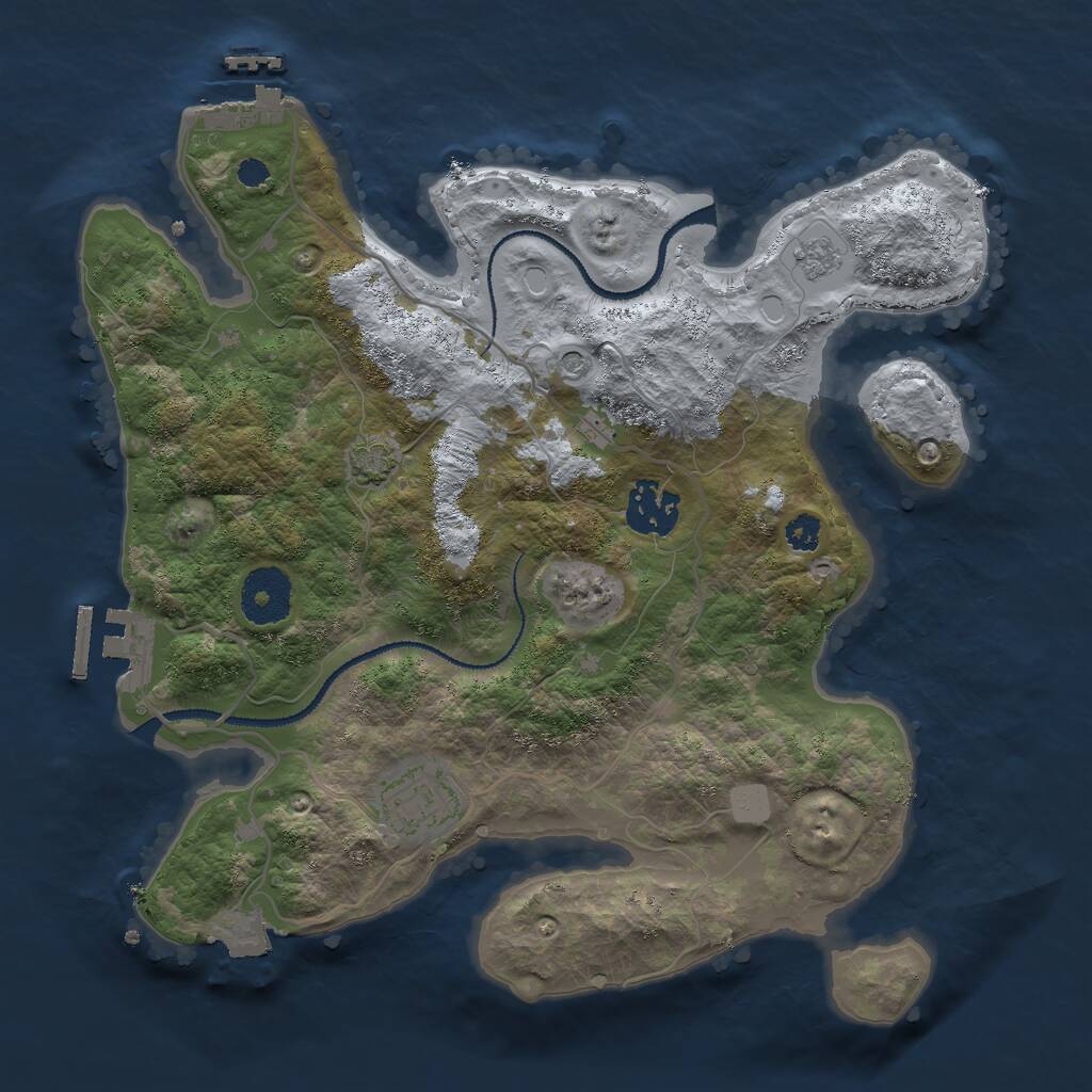 Rust Map: Procedural Map, Size: 3000, Seed: 1043164242, 8 Monuments