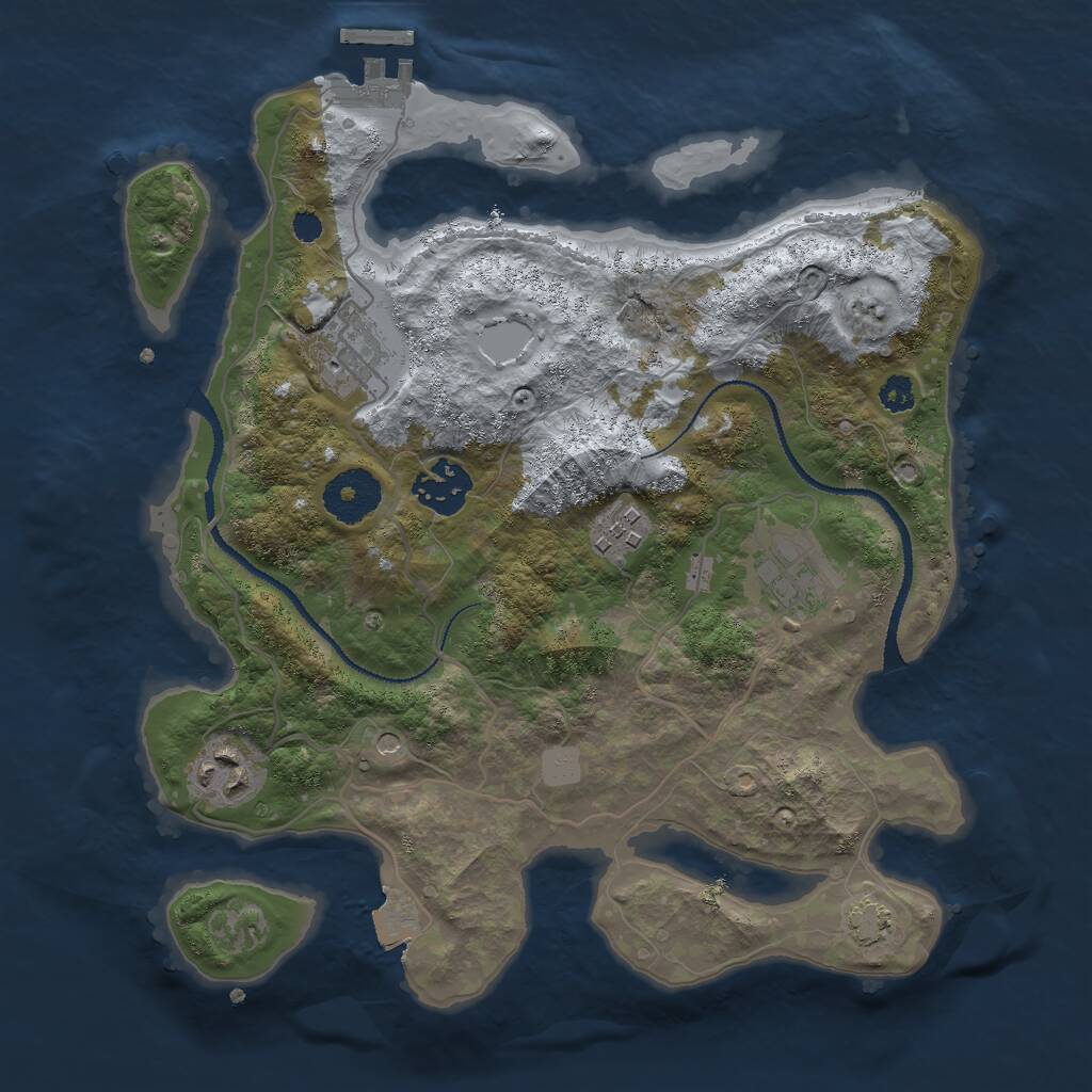 Rust Map: Procedural Map, Size: 3000, Seed: 7549610, 9 Monuments