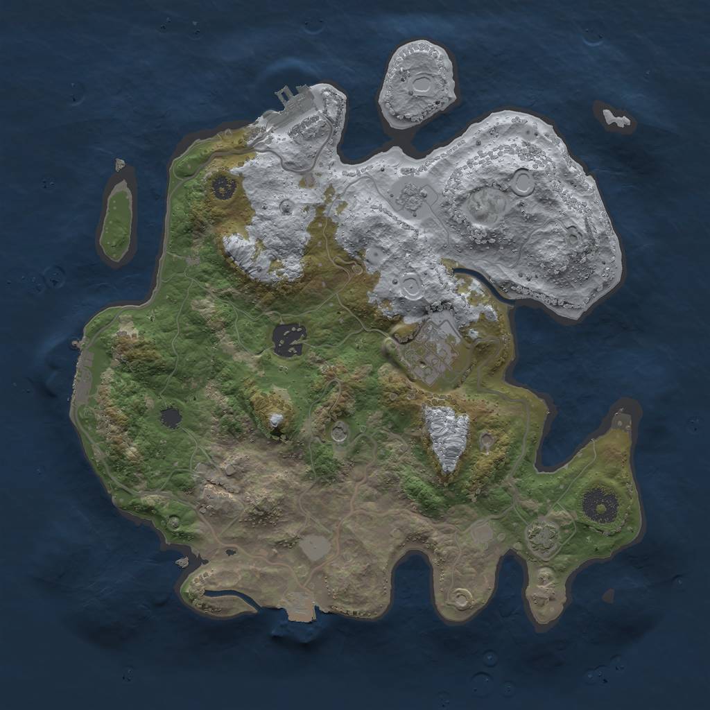 Rust Map: Procedural Map, Size: 3000, Seed: 17082, 10 Monuments