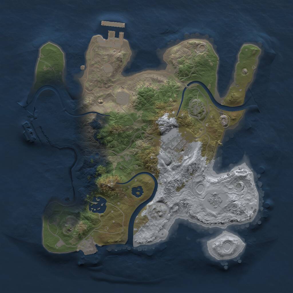 Rust Map: Procedural Map, Size: 2500, Seed: 418481, 7 Monuments