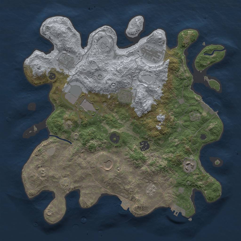 Rust Map: Procedural Map, Size: 3500, Seed: 600663644, 16 Monuments