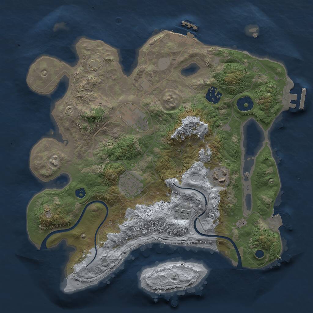 Rust Map: Procedural Map, Size: 3000, Seed: 838883568, 9 Monuments