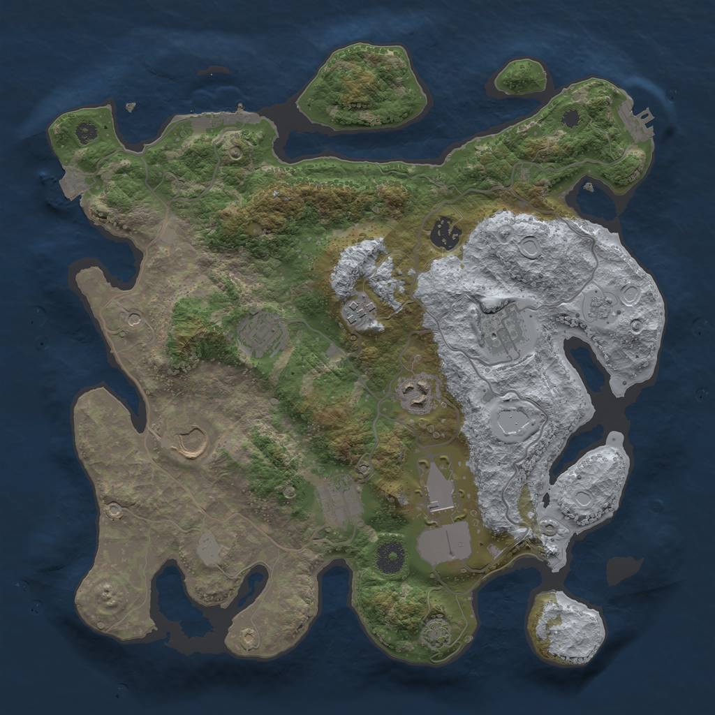 Rust Map: Procedural Map, Size: 3500, Seed: 6546857, 16 Monuments