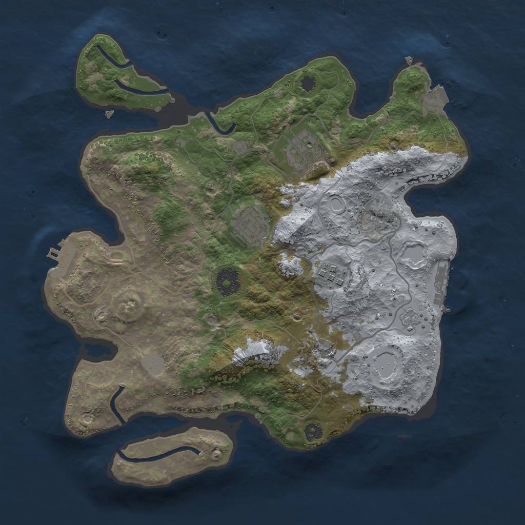 Rust Map: Procedural Map, Size: 3000, Seed: 27296, 10 Monuments