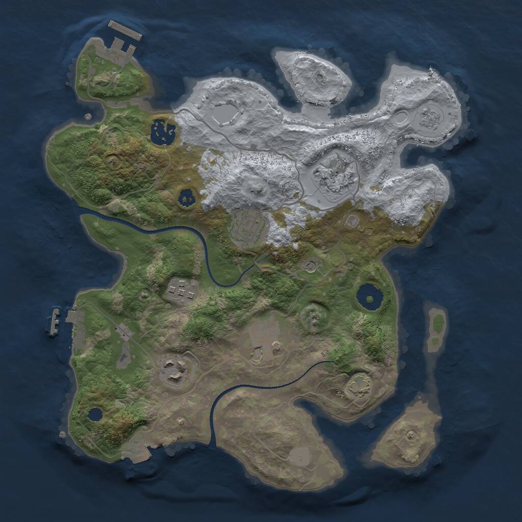 Rust Map: Procedural Map, Size: 3000, Seed: 5018672, 12 Monuments