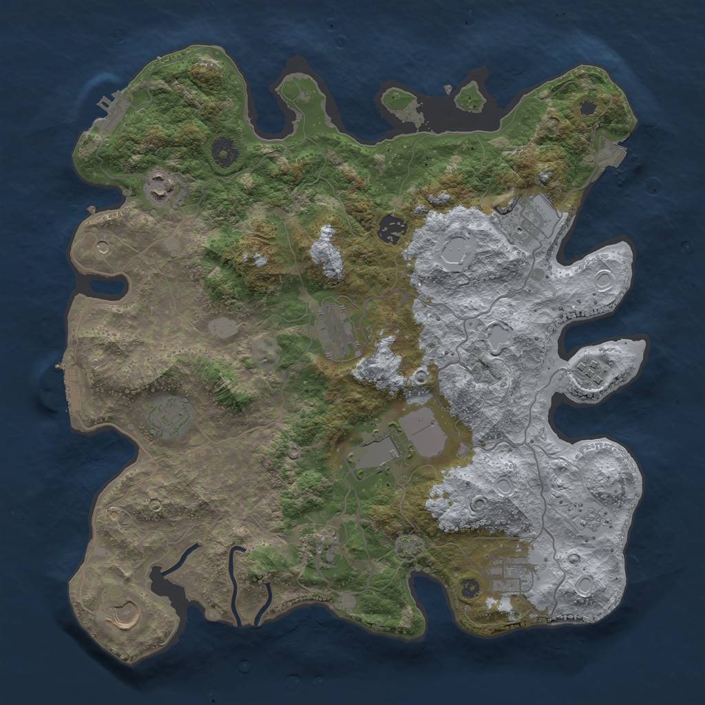 Rust Map: Procedural Map, Size: 3700, Seed: 24441723, 18 Monuments