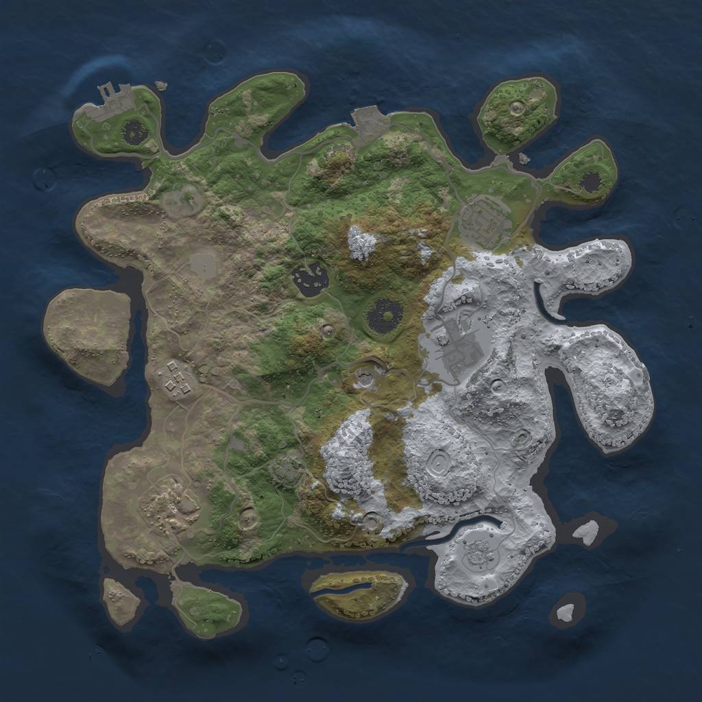 Rust Map: Procedural Map, Size: 3000, Seed: 951351786, 12 Monuments