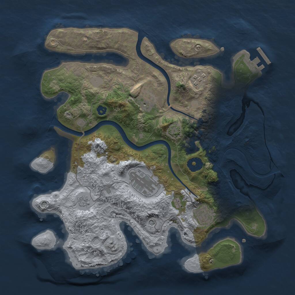 Rust Map: Procedural Map, Size: 3000, Seed: 23420, 9 Monuments