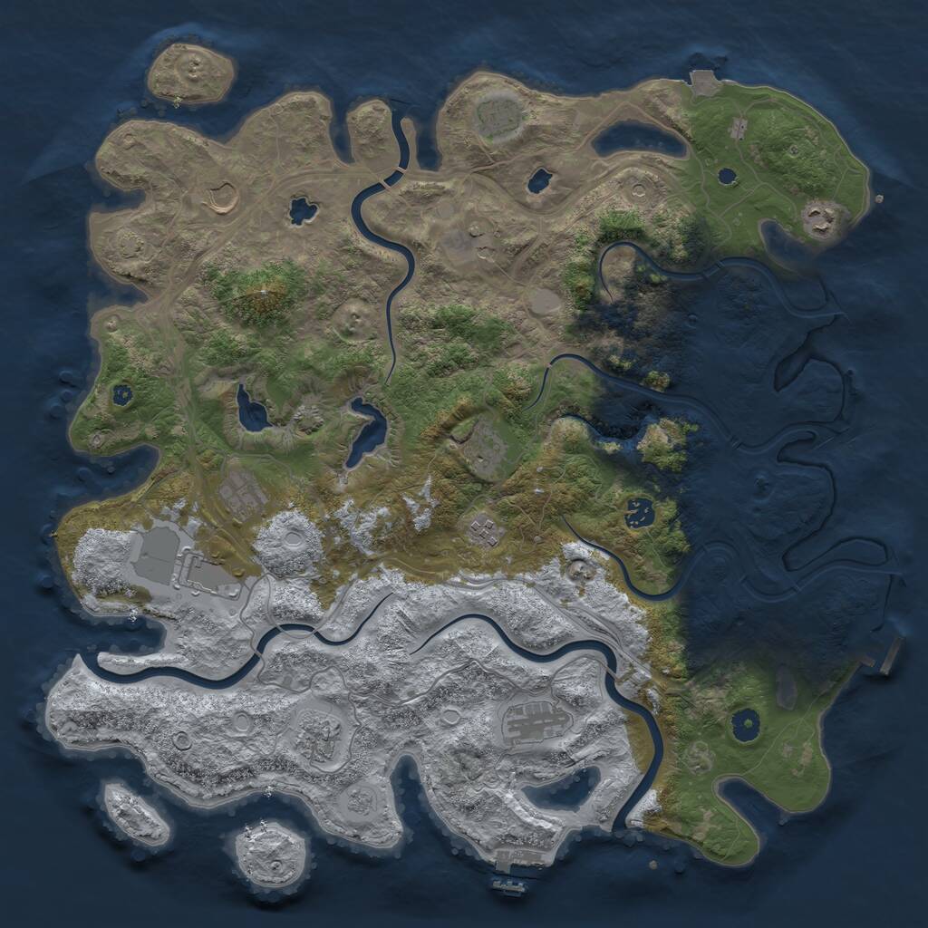 Rust Map: Procedural Map, Size: 4500, Seed: 1812856513, 17 Monuments
