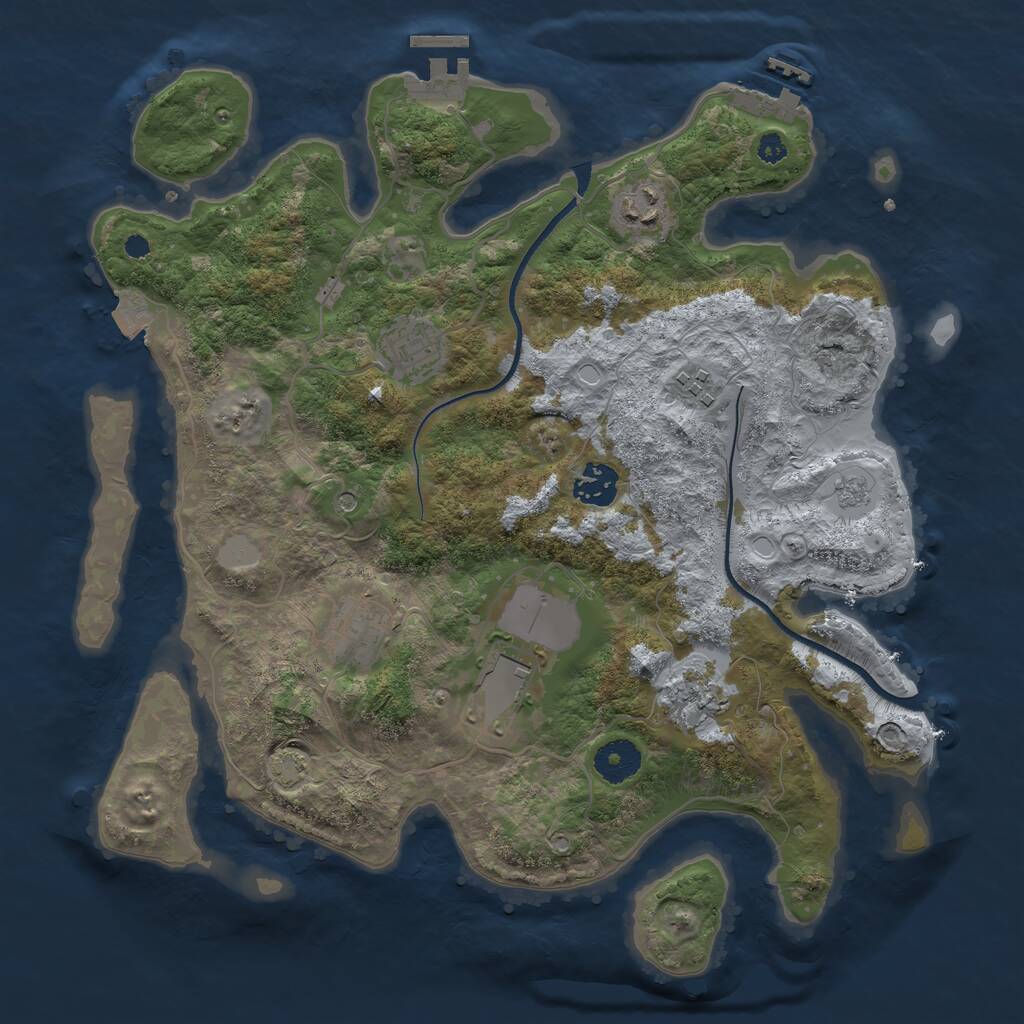 Rust Map: Procedural Map, Size: 3500, Seed: 1927737805, 13 Monuments