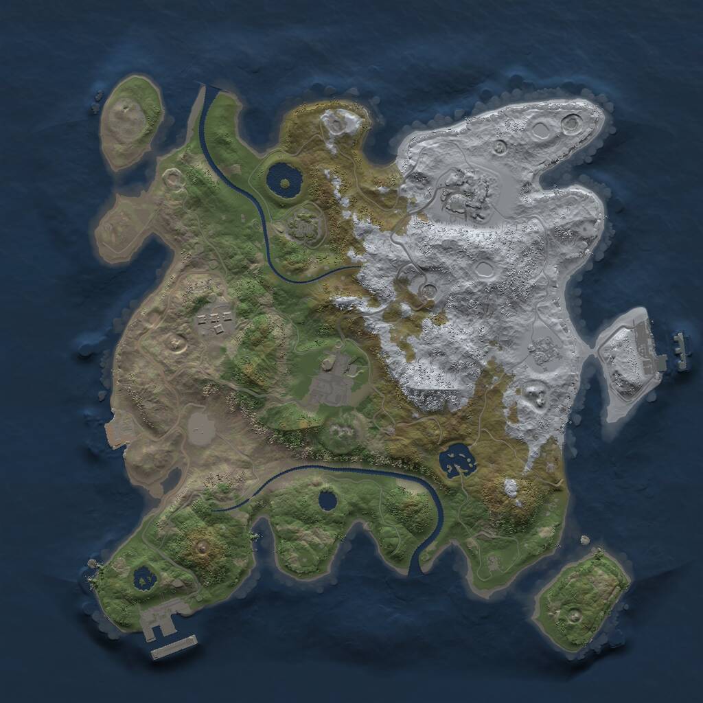 Rust Map: Procedural Map, Size: 3000, Seed: 3157, 10 Monuments