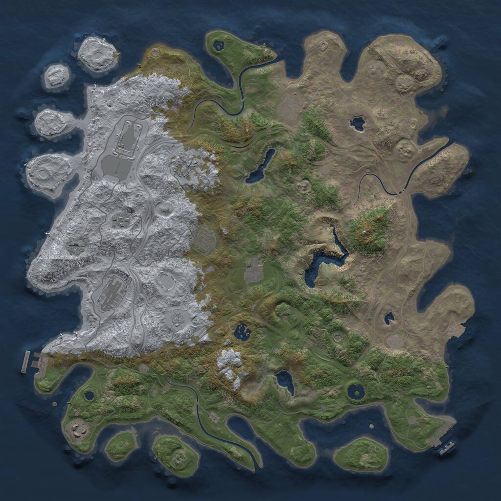 Rust Map: Procedural Map, Size: 4500, Seed: 736129727, 15 Monuments