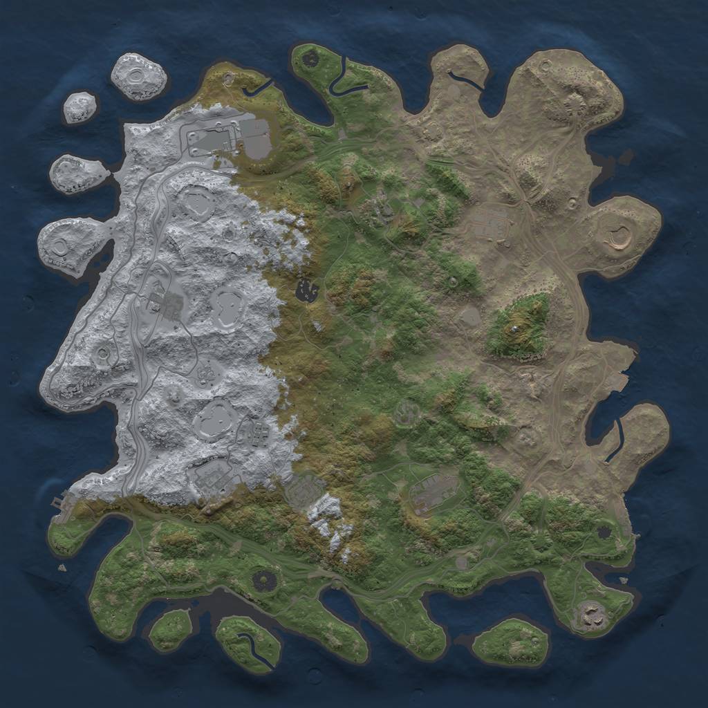 Rust Map: Procedural Map, Size: 4500, Seed: 736129727, 19 Monuments