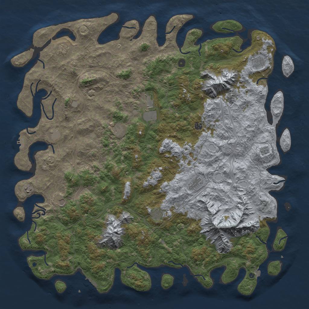Rust Map: Procedural Map, Size: 6000, Seed: 41234242, 19 Monuments