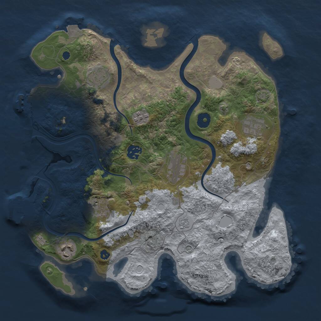 Rust Map: Procedural Map, Size: 3300, Seed: 1488223149, 13 Monuments