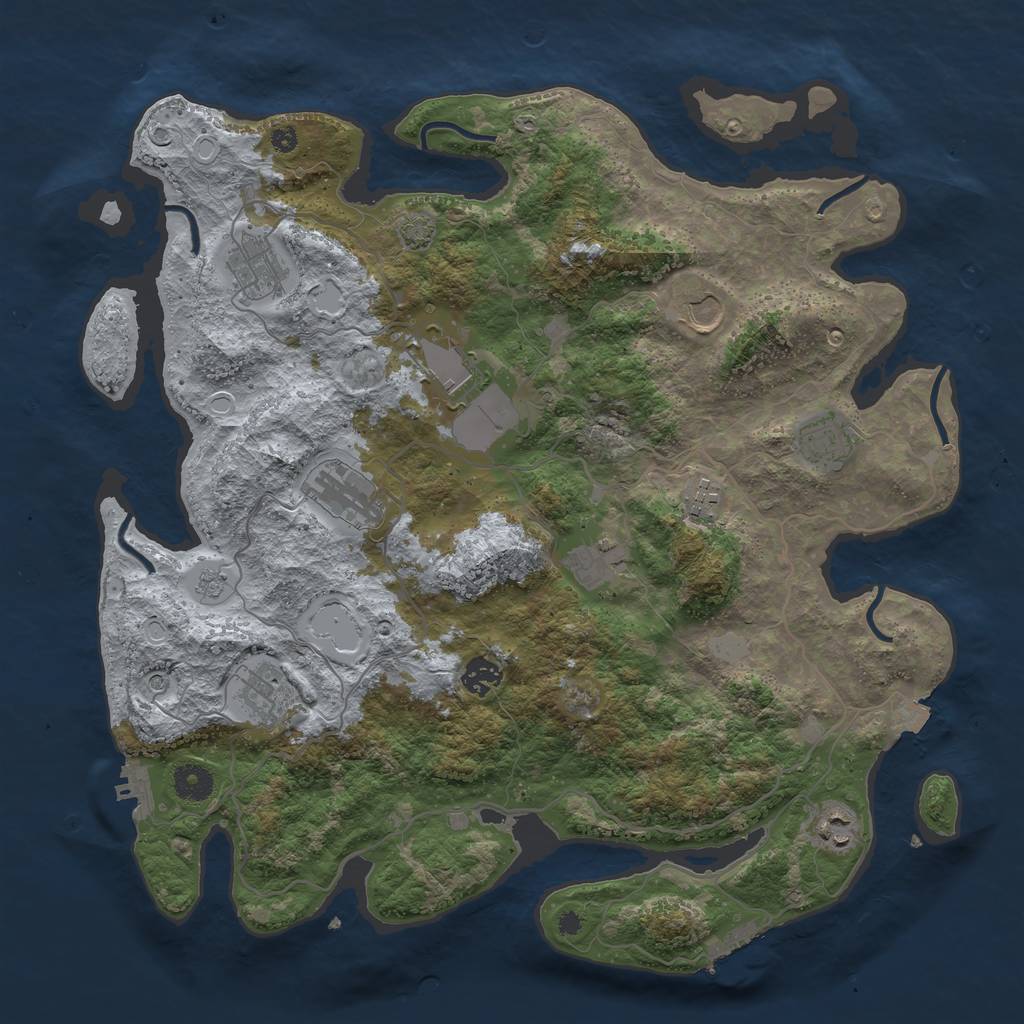 Rust Map: Procedural Map, Size: 4000, Seed: 9639753, 18 Monuments