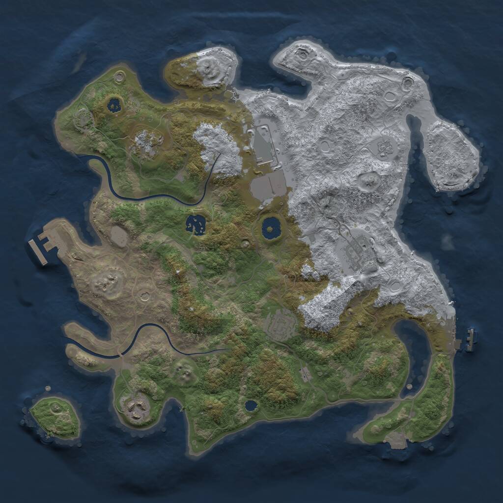 Rust Map: Procedural Map, Size: 3600, Seed: 2046869265, 12 Monuments